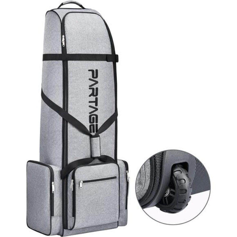 Partage Golf Travel Bag with Wheels,Golf Travel Case for Airlines -Black
